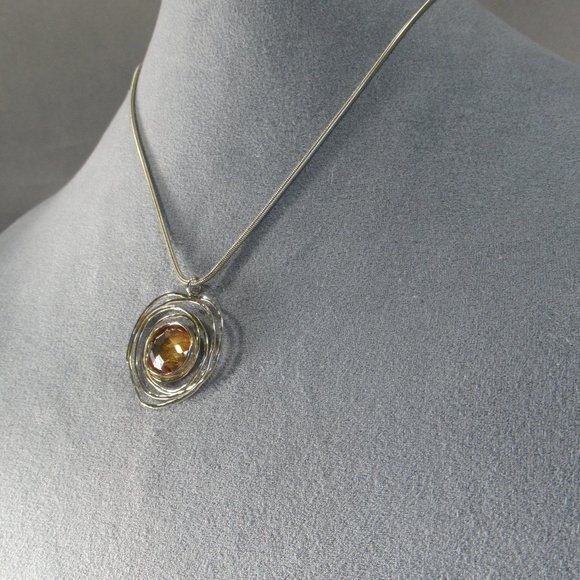 Orbital Citrine Pendant Necklace, Sterling Silver - Picture 4 of 9